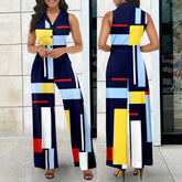 Eleganter Jumpsuit, bedruckt, ärmellos, V-Ausschnitt, eleganter Jumpsuit